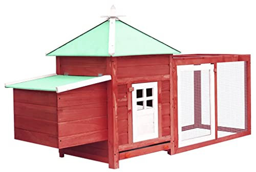 vidaXL Hühnerstall mit Hühnernest Rot 190x72x102 cm Tanne Massivholz