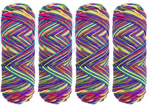Garn zum Häkeln und Stricken 4 x 100g Acryl Wolle Serie Baumwollgarn Stricken Häkeln und Bastel, Acryl Baumwollwoll-Strickgarn Handstrickgarn Set Mehrfarbiger mit Farbverlauf zum Basteln,Mehrfarbig