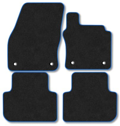 VW Tiguan (2016-2024) Carpet Car Mats | Blue Edge Trim Tailored Fit Floor Mats Full Coverage Protection Accessories Easy Clean Anti Slip Made in the UK