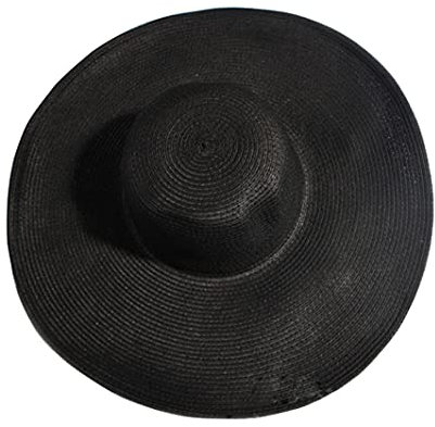 Women Ridge Wide Floppy Brim Summer Hat Foldable Straw Cap Shapable Outdoor Sunshade Big Brimmed Beach Sun Hat for Daily Life Travel Party Black