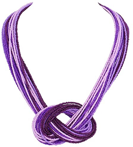 Bocar Seed Beads Multilayer Chunky Bib Statement Knot Necklace (NK-10316-Mix Purple)