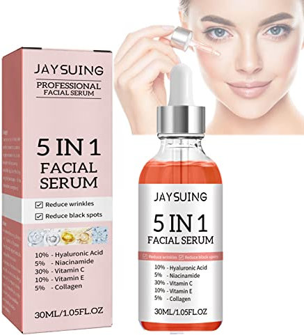 Jaysuing 5-in-1-Gesichtsserum, 5-in-1-Gesichtsserum für kraftvolles Anti-Aging, Vitamin-C-Serum für das Gesicht mit Hyaluronsäure, Niacinamid (1pcs)