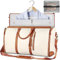 Invaxe Kleidersäcke für Reisen für Damen, Umwandelbarer Handgepäck, Leder, mit Schuhbeutel, 2-in-1 zum Aufhängen, Anzugtasche für Frauen, Duffle-Tasche (Beige)