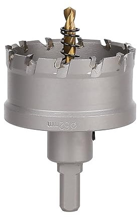 Vearter 62mm Hartmetall Lochsäge, Lochbohrer Bohrer mit Zentrierbohrer, Hartmetallbohrer für Metall, Edelstahl, Baustahl, Aluminium, Kupfer, Eisen, Kunststoff, Glasfaser