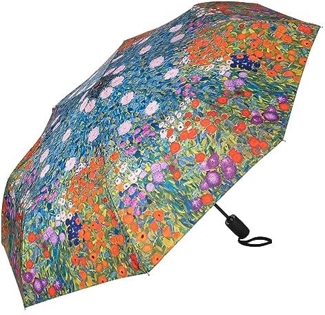 VON LILIENFELD Regenschirm Taschenschirm Gustav Klimt Bauerngarten Kunst Windfest Auf-Zu-Automatik Stabil Leicht Kompakt