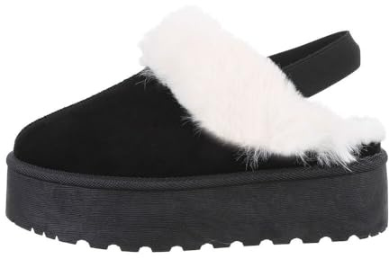 Ital Design Damen Stiefeletten mit flacher Sohle, runde Spitze