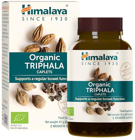 Himalaya Organic Triphala Limpieza de colon y suplemento digestivo para el estreñimiento ocasional, 688 mg, 60 cápsulas, suministro para 2 meses
