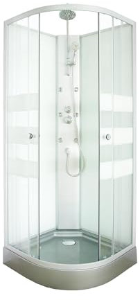 ONDÉE - Cabina de ducha hidromasaje AMELIA Gris - En kit - cuarto de círculo 90cm