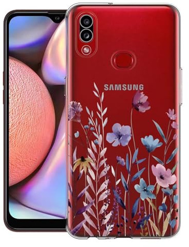Kaywzo Hülle für Samsung Galaxy A10S,Transparent TPU Handyhülle mit Gemälde Blume Muster,Ultradünn Stoßfester Schutzhülle,Schön Silikon Cover Case-4