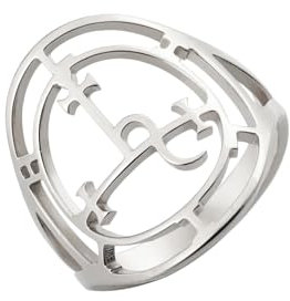 Sigil de Lilith Bague pour femmes hommes démon Lilith Déesse Déclaration anneau Lucifer signe païen sorcellerie Mythologie bijoux Lilith Cadeau (Argent, 11)