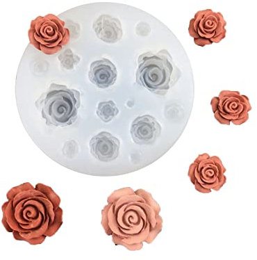 Moldes de silicona para fondant, moldes de silicona para pasteles, en forma de rosa, regalo para hornear para los amantes de la repostería, moldes de chocolate rosa, pequeños
