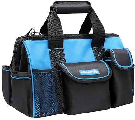 Högert Technik - Werkzeugtasche Leer (39x21,5x27 cm), Professionelle Multifunktions Wasserdichte Werkzeugtaschen, Tool Bag aus 600D-Polyester, Werkzeug Tasche mit 17 Außentaschen und 8 Innentaschen