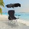 HUOLE - Silla plegable para camping, exterior, con toldo, portavasos y bolsa de transporte, ideal para playa, pesca, barbacoa, pícnic, carga 120 KG-50 x 50 x 90/120 cm, color negro
