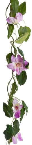 künstliche Blütengirlande/Frühlingsgirlande mit Clematis Farbe: Creme-Flieder