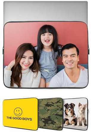 Custom Personalised Photo & Text Neoprene Waterproof Laptop Sleeve Case Compatible for 14/15-Inch MacBook Pro, Padded Laptop Sleeve, Heavy Duty MacBook Sleeve