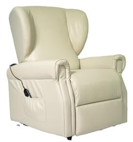 Sime EE-P2 ANPASSBAR relaxsessel elektrisch Zero Gravity, 2 Motoren, unabhängig verstellbare Rückenlehne und Fußteil 2 Räder Bergere unverformbarer Sitz Leder elektrische Sessel Beige