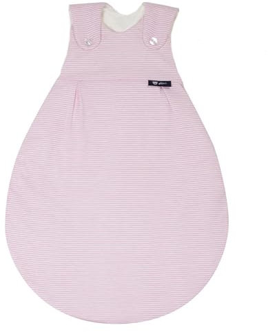 Alvi Baby Mäxchen Außensack Schlafsack aus Baumwolle Babyschlafsack atmungsaktiv Ganzjahresschlafsack Kinderschlafsack (Streifen rosa, 62-68)