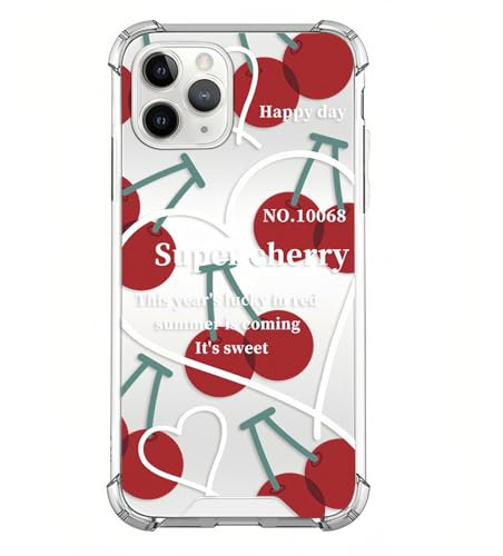 Bakicey Handyhülle für iPhone 11,Spiegelfläche Mode Druckmuster Anti-Fall Fle11ible TPU Hülle Süße Kristall Stoßfest Kratzfest Case Cover für iPhone 11,Kirsche