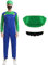 Mari Kostüm Erwachsene Kinder, Kostüm mit Bodysuit, Luigi Cap, Hose und Handschuhen, Karneval Halloween Cosplay Kostüm Dekoration für Junge Mädchen Kinder Erwachsene(Grün,L)