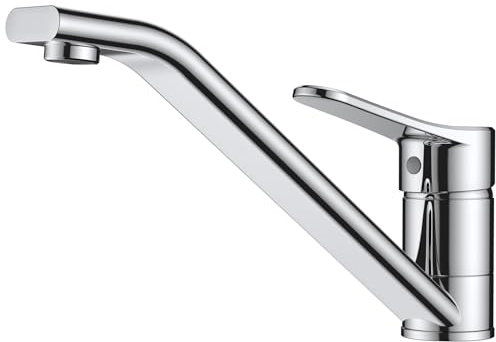 FORIOUS Rubinetto Lavello Cucina, Miscelatore Cucina in Acciaio Inox ad Arco Alto, Girevole a 360° Rubinetto Monocomando per 1 Foro, Cromo Lucido