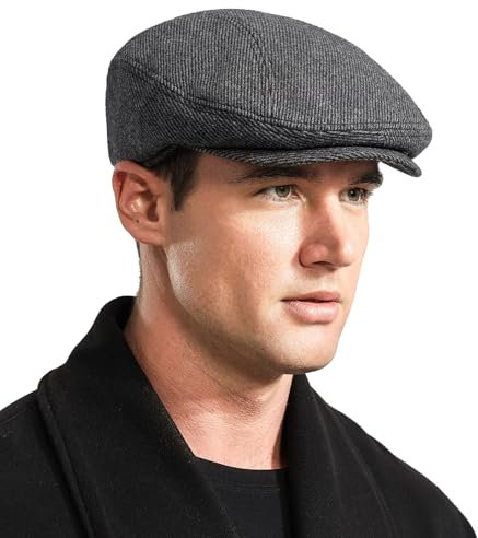 Comilaka Herren Schiebermütze Barret Cap Gatsby Schirmmütze Einstellbar Newsboy Cap Baskenmütze Herbst Winter 55-59cm