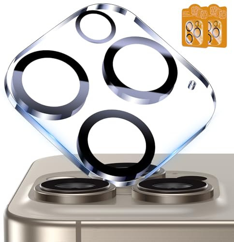 UM UNIQUEME für iPhone 15 Pro/iPhone 15 Pro Max Kameraschutz - Kamera Schutz für iPhone 15 Pro/iPhone 15 Pro Max,Kratzfest,Ultra HD Klar,Nicht Leicht Abzufallen,2 Stück
