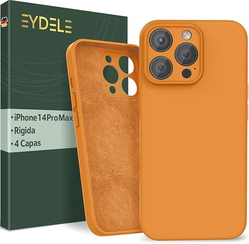 EYDELE Quadrupla Protezione per iPhone 14 Pro Max - Case Rigido | Fodera in Microfibra | Custodia Silicone Anti Impronta - Cover Albicocca