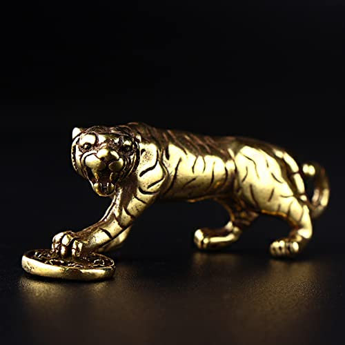 Moderne Statue Messing Tiger Tier Figur Retro Skulptur Home Office Zimmer Desktop Dekoration Geschenk