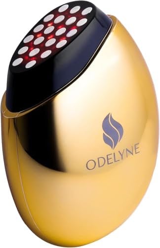 ODELYNE® Face Massager with Radio Frequency Skin Tightening & EMS Red Light Therapy for Face & Neck Lift – Sculpting Device with 20 Radiofrequency Heads, Portable and Lightweight for Face Toning