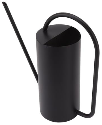Qukaim Regadera de acero inoxidable para plantas, 1500 ml, gran capacidad, boquilla larga, hervidor de riego de acero inoxidable para suministros de jardinería, color negro