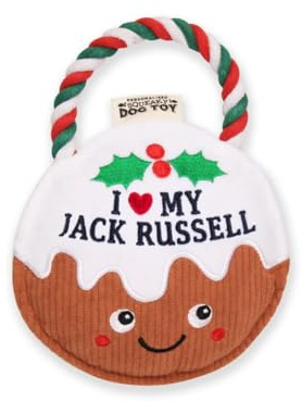 History & Heraldry Personalised Christmas Pudding Dog Toy (I my Jack Russell)