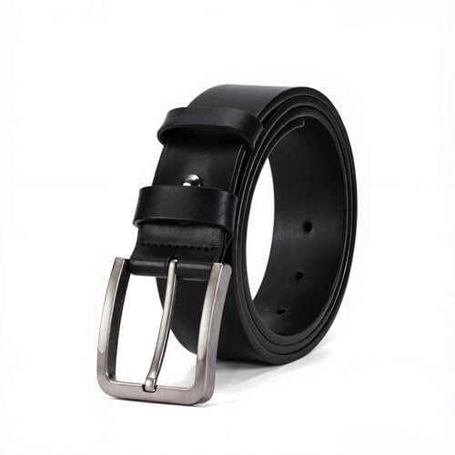 Justay Comf Herren Ledergürtel mit Metall-Dornschließe (3.8cm) Verstellbar in 4 Längen (110-125cm) Inkl. Lochzange & Geschenkbox Klassisch Gürtel in Schwarz/Braun Herrengürtel für Business & Freizeit