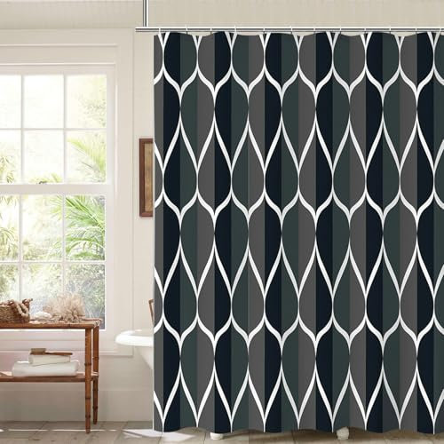 Bishilin Rideau de douche étroit, anthracite, 100 x 200 cm, avec motif gouttes, imperméable, pour baignoire