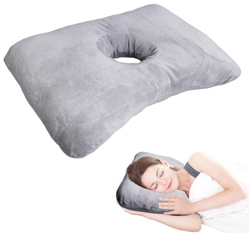 Sporgo Piercing Kissen mit Loch: Piercing Kissen für Ohr Gegen Ohrenschmerzen, Kissen Seitenschläfer, Ohrkissen Piercing Hole Pillows Sleepingring Für Seitenschläfer zur Schmerzlinderung im Ohr (Grau)