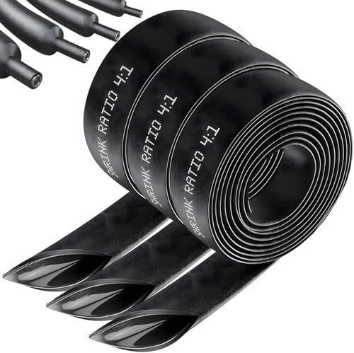 3 PCS Heat Shrink Tubing, 4:1 Heatshrink Sleeving Kit, Easy to Use, Double Wall Self-Adhesive Design, Used for Electrical Insulation, Wiring Waterproofing, Wire Repair, 12mm*1.22m