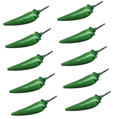 HOOTNEE 10pcs Miniature Vegetables Simulation Green Pepper Model for Dolly House Ornaments Tiny House Kit Mini Pepper Decorations