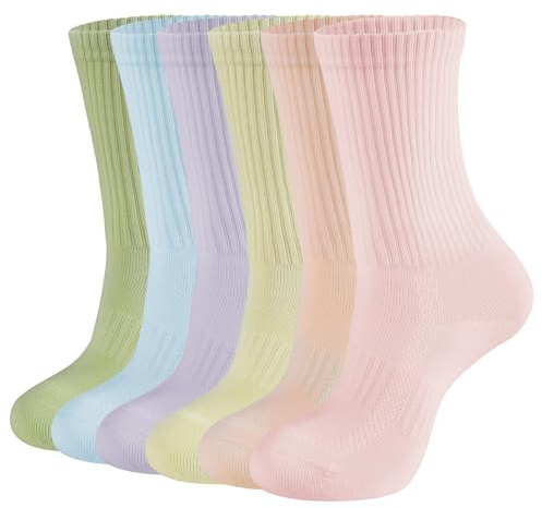 YOJOOM Socken Damen 6 Paar Tennissocken 35-38 39-42 Baumwollsocken Atmungsaktiv Sport Socken für Damen laufsocken