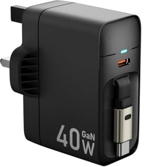 ProRock 40W USB Fast Charger with Retractable Cable, UK Plug