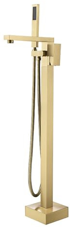 Générique Badewannenarmatur auf Fuß, aus gebürstetem Messing, goldfarben, Wasserhahn-Set für freistehende Badewanne