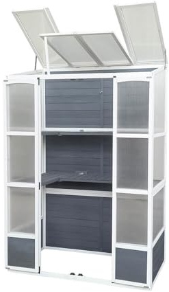 Home Deluxe Serre adossée Yana Green – Gris | Serre en Aluminium avec Panneaux en Polycarbonate pour terrasse et Jardin
