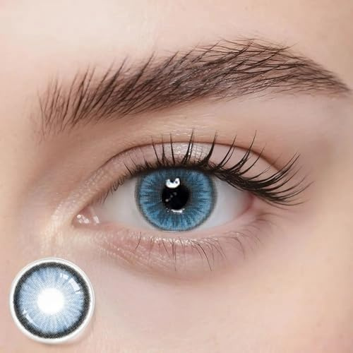 Freshlens Blaue Kontaktlinsen ohne Stärke – Natürliche Jahreslinsen hellblau mit weichem Farbverlauf – Strahlender Blue Eyes Effekt – 14.5 mm – Dawn Blue