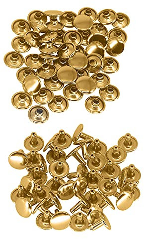 Weddecor - Remaches tubulares de doble capa, color oro rosa, para remaches de repuesto, manualidades, bolsos, sombrero, decoración de costura de zapatos, 6 mm, 100 unidades, latón, dorado, 15 mm