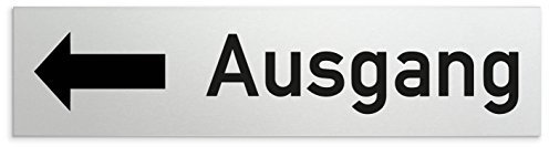 Türschilder24 Schild/Türschild 160 x 40 x 1,5 mm - Aluminium Vollmaterial eloxiert - Oberfläche in geschliffener Edelstahloptik - 100% Made in Germany (Ausgang + Richtungspfeil links A)