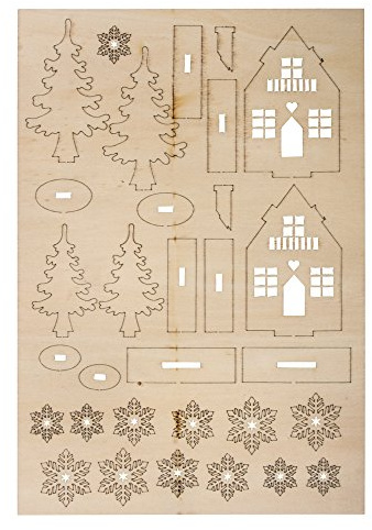RAYHER HOBBY Holzbausatz Winterhäuser, 31-tlg., Sperrholz