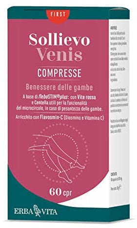ERBA VITA Sollievo Ven integratore alimentare per il benessere delle gambe in caso di gonfiore e pesantezza 60 Capsule