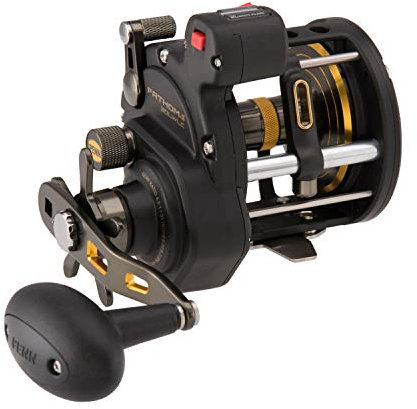 PENN Fathom® II Level Wind, Saltwater Fishing Reel, Conventional Reels, Sea - Nearshore/Lake Fishing, Shore and Kayak Fishing, Unisex, Black Gold, 30LC | Right Hand