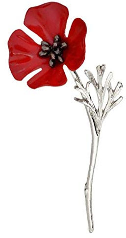 Culer Unisex Mohnblumen-Blumen-Brosche Revers Abzeichen Pin Roter Kristall Broschen Gedenktage Geschenke