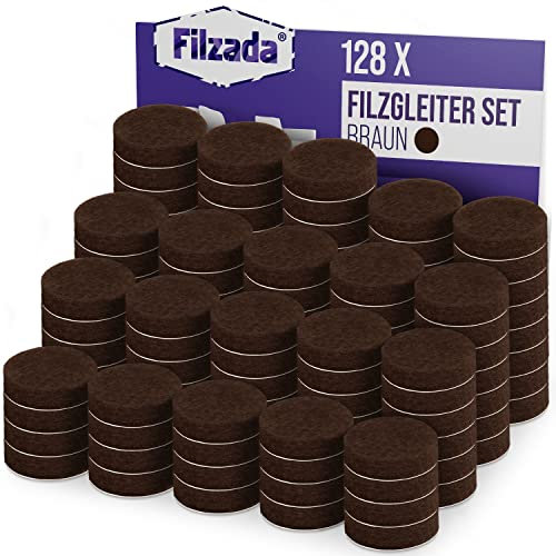 Filzada® 128x Filzgleiter Selbstklebend - Ø 20 mm (rund) - Braun - Profi Möbelgleiter Filz Mit Idealer Klebkraft