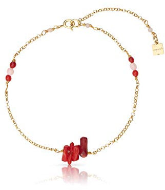 Bracelet de cheville manille corail rouge
