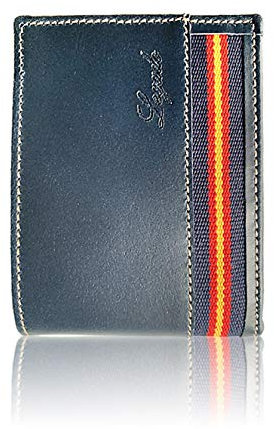 LEGADO Tarjetero para Tarjetas de Crédito Hombre Pequeño Piel Monedero con Bandera España, Bloqueo RFID y Regalo Pulsera Bandera (Azul Bandera)